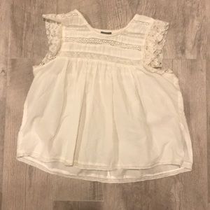 CREAM/ WHITE COLOR AERIE TANK/SHORT SLEEVE